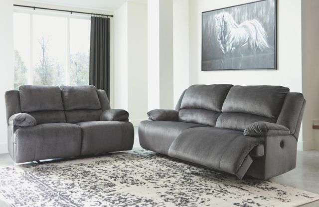 Signature Design by Ashley® Clonmel 2-Piece Charcoal Living Room Set with Power Reclining Sofa-3