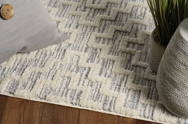 KAS Rugs Willow Ivory/Gray Geo 5'x8' Area Rug-2