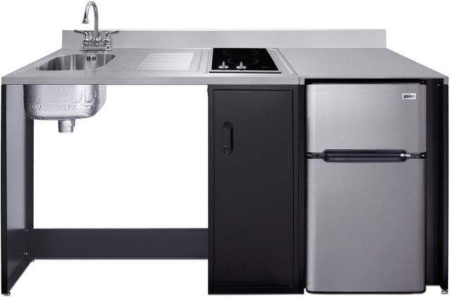 Summit® 72" Black/Stainless Steel Barrier-Free All-in-one Kitchenette-3