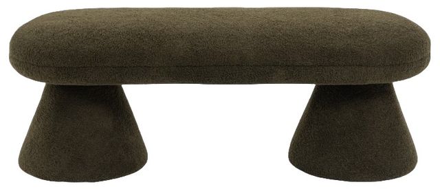 Meridian Furniture Drum Green Faux Shearling Teddy Fabric Upholstered Bench-1