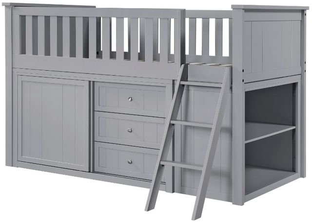 Homelegance® Orion Gray Twin Youth Low Loft Bunk Bed with Bookcase and Two Dressers-3