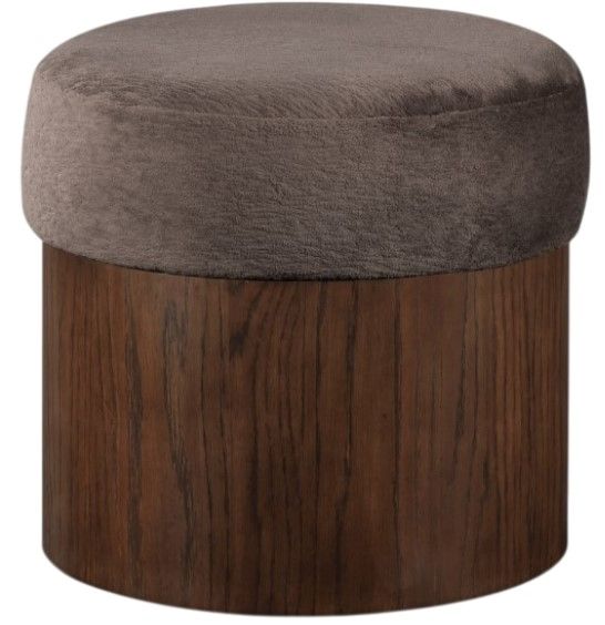 Meridian Furniture Nimes Brown/Walnut Velour Fur Ottoman-0