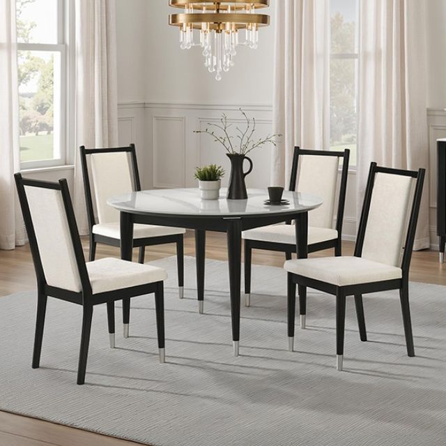 Furniture of America® Maidstone 5-Piece Black/White Round Dining Table Set-0