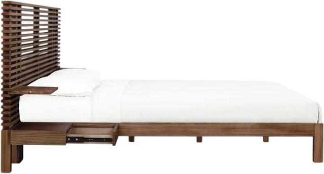 Modus Furniture Tanner Brown Roux Queen Panel Bed with Integrated Nightstands-3