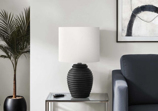 Monarch Specialties Inc. Black Resin/Ivory Shade Table Lamp -2