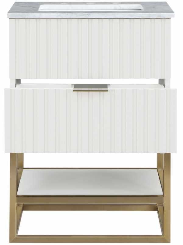 Meridian Furniture Monad Brushed Gold/White 24" Bathroom Vanity-3