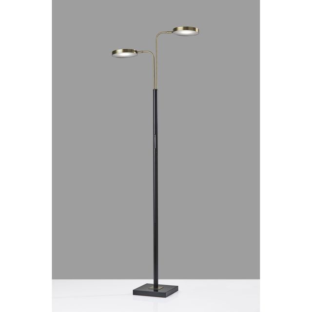 Adesso® Rowan Black/Antique Brass :ED Floor Lamp With Smart Switch-3