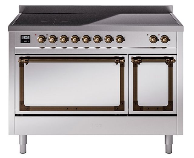 Ilve® Nostalgie II Noblesse 48'' Stainless Steel Pro Style Induction Range with Burnished Trim-0