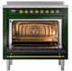 Ilve® Nostalgie II Noblesse 36'' Emerald Green Pro Style Induction Range with Brass Trim-1