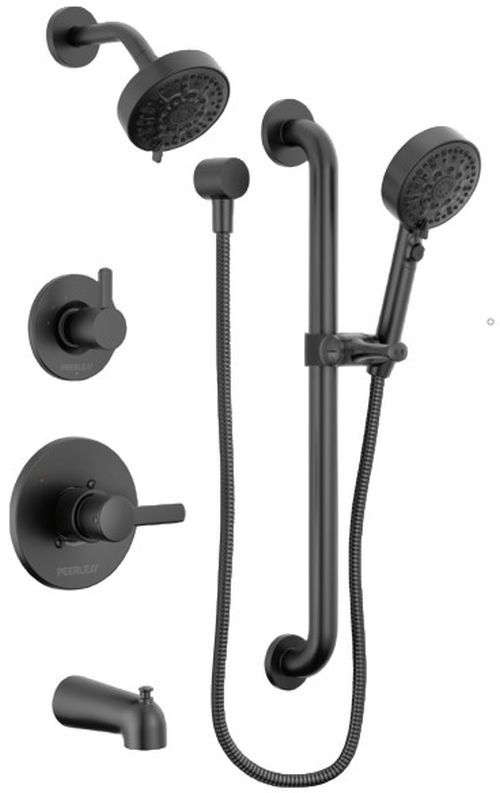Peerless Precept® Matte Black Tub Shower and Hand Shower-0