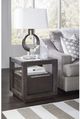 Modus Furniture Oxford Glass Top End Table with Basalt Gray Base-1