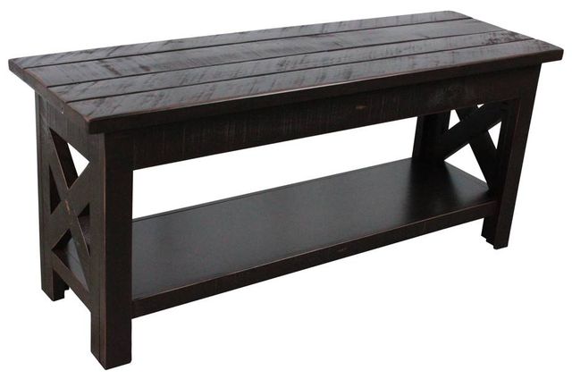 American Heartland Manufacturing Rustic Bench with Open Shelf-0