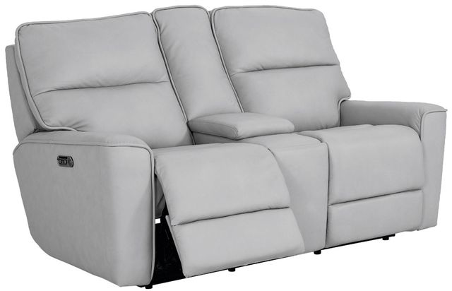 Bassett® Furniture Club Level Kenneth Mist Power Reclining Loveseat with Console-2