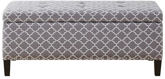 Olliix by Madison Park Grey Shandra II Tufted Top Storage Bench-0
