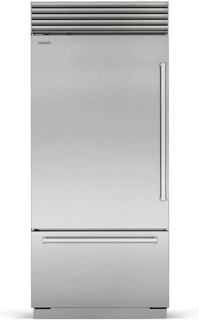 Sub-Zero® Classic Series 36" 20.7 Cu. Ft. Stainless Steel Left Hinge Built-In Bottom Freezer Refrigerator Internal Water Dispenser-0