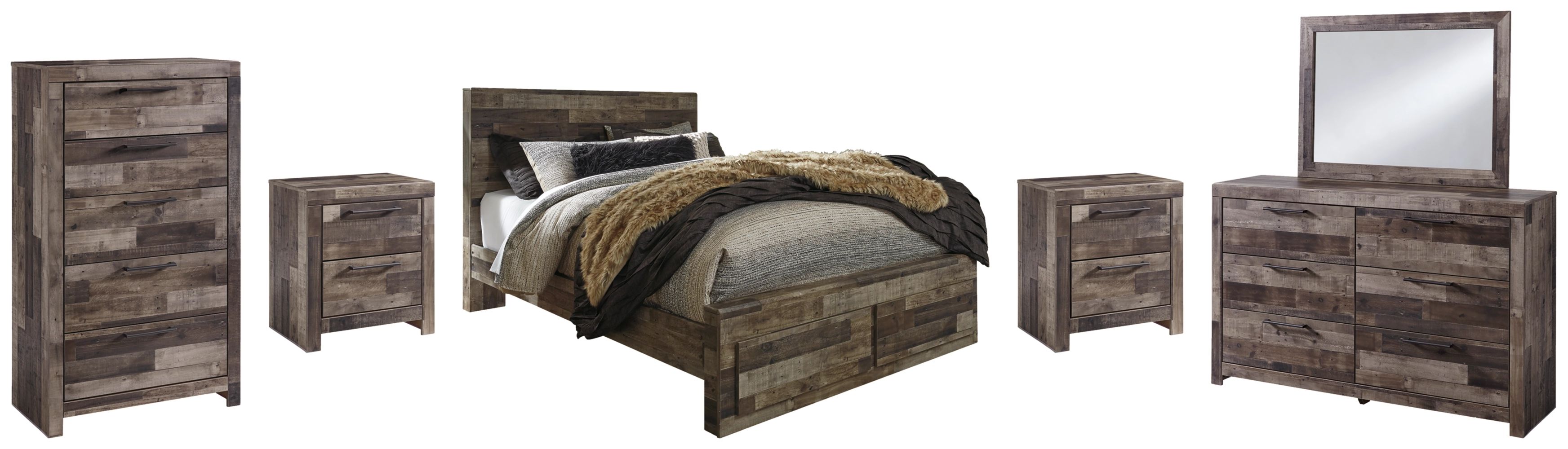 Derekson 6 Piece Storage Bedroom - Multi Gray