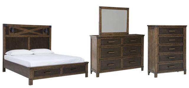 Benchcraft® Wyattfield 4-Piece Two-Tone Queen Storage Panel Bed Set-0