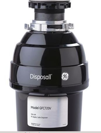 GE 3/4 HP Continuous Feed Food Waste Disposer-Black-0