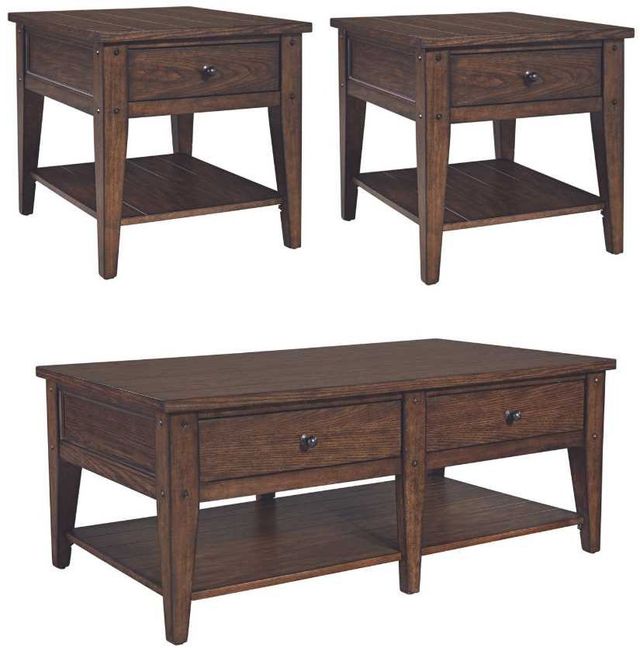 Liberty Furniture Lake House 3-Piece Rustic Brown Oak Occasional Table Set-0
