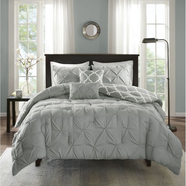 Olliix by Madison Park Essentials 5 Piece Grey King/California King Kasey Reversible Comforter Set-3