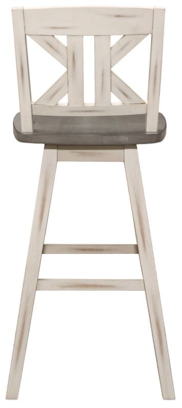 Homelegance® Amsonia Distressed Gray/White Sand Swivel Pub Height Chair with Divided X-Back-3