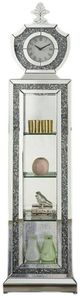 ACME Furniture Noralie Mirrored Grandfather Clock with Four Shelves-0