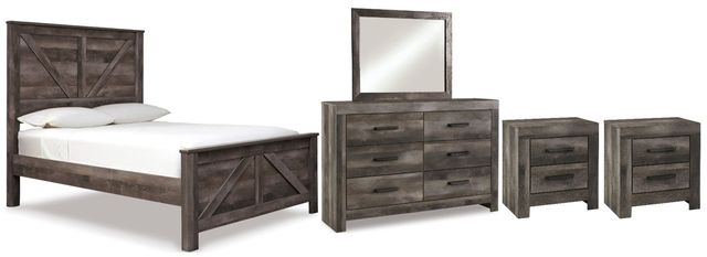 Signature Design by Ashley® Wynnlow 5-Piece Gray Queen Crossbuck Panel Bed Set-0