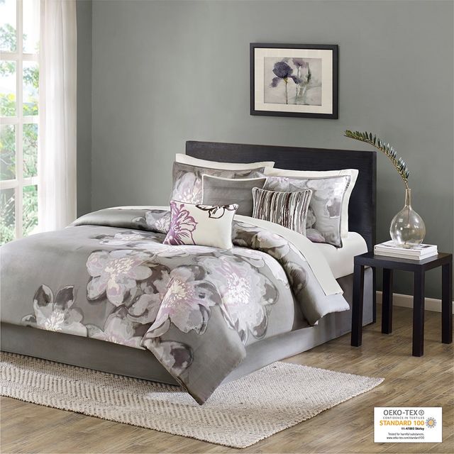Olliix by Madison Park 7 Piece Grey California King Serena Comforter Set-1