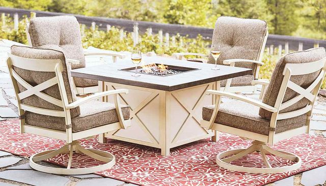 Signature Design by Ashley® Preston Bay 5-Piece Antique White Square Fire Pit Table Set-0