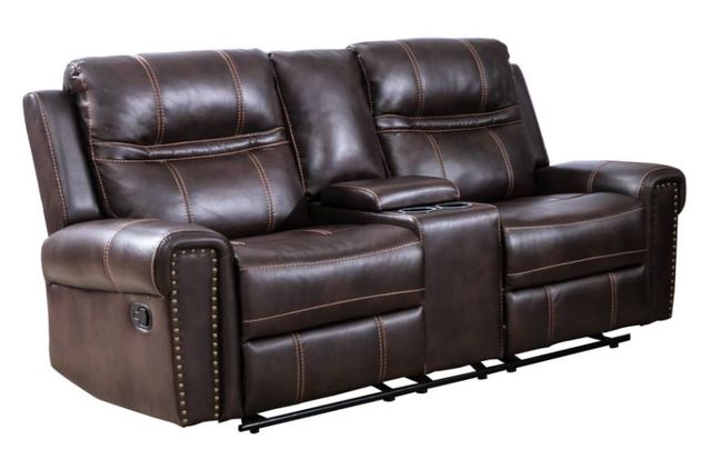 Mazin Furniture Emerson Brown Power Reclining Loveseat with Center Console-1