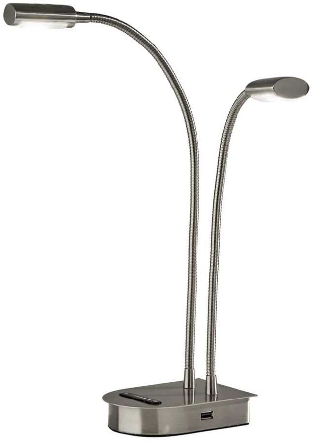 Adesso® Eternity Brushed Steel LED 2-Arm Desk Lamp-0