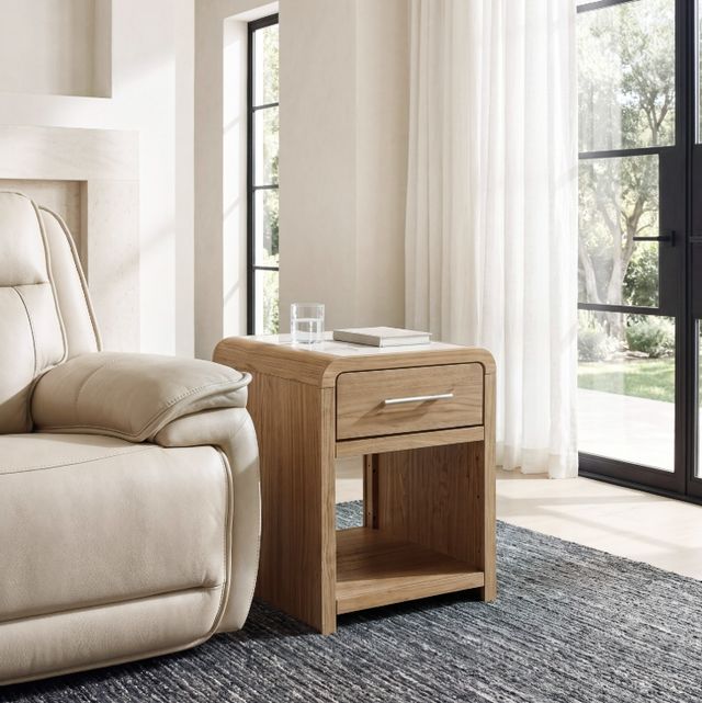 Signature Design by Ashley® Dovander Natural/White Rectangular End Table-1