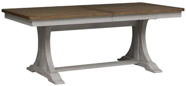 Liberty Furniture Farmhouse Reimagined Chestnut Trestle Table with Antique White Base-2