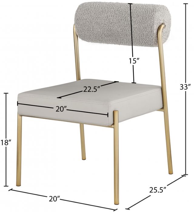 Meridian Furniture Carly Brass/Taupe Dining Side Chair-3