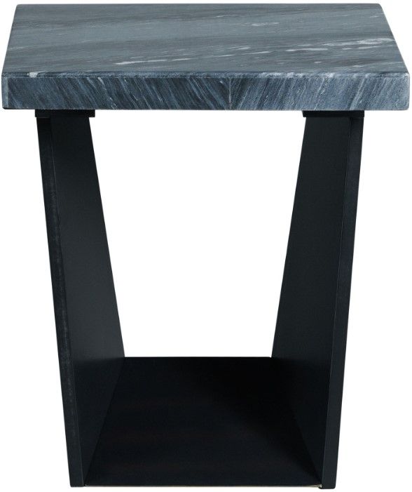 Elements International Beckley Ebony End Table with Dark Marble Top-1