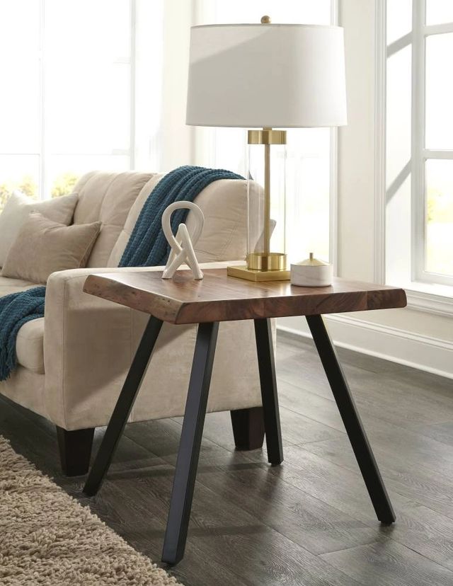 Modus Furniture Reese Natural Live Edge End Table with Black Base-1