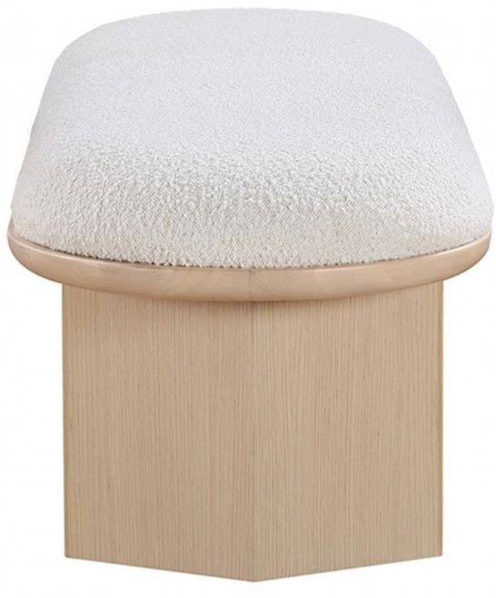 Meridian Furniture Wilshire Cream/Natural Upholstered Bench-2