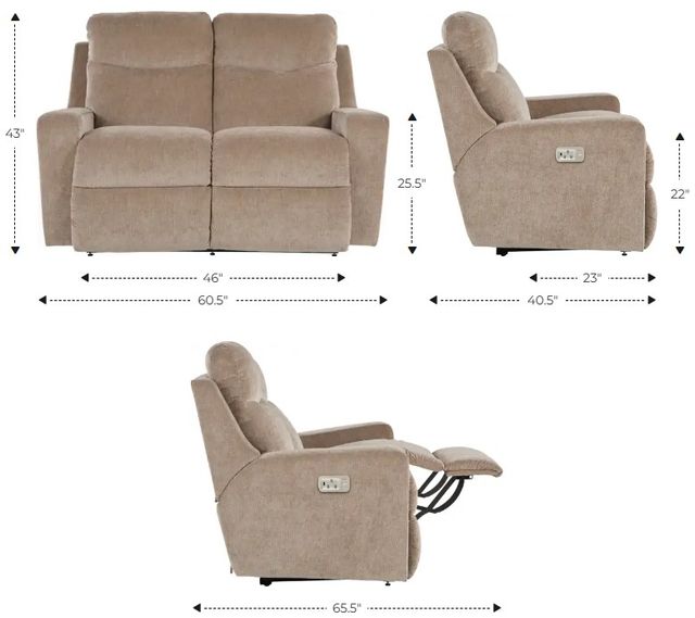 La-Z-Boy® Emmons Oak Leather Power Reclining Loveseat with Headrest-2