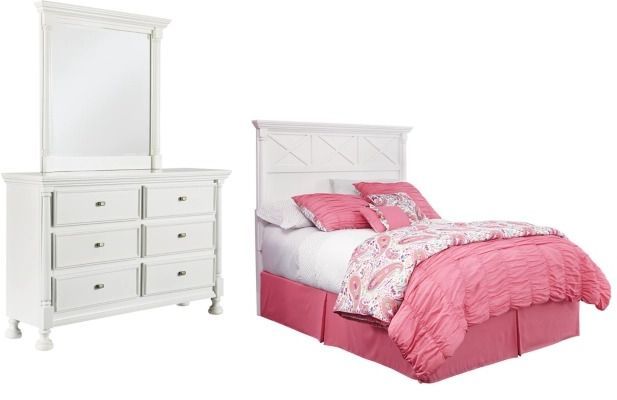 Signature Design by Ashley® Kaslyn 3-Piece White Queen Panel Headboard Bed Set-0