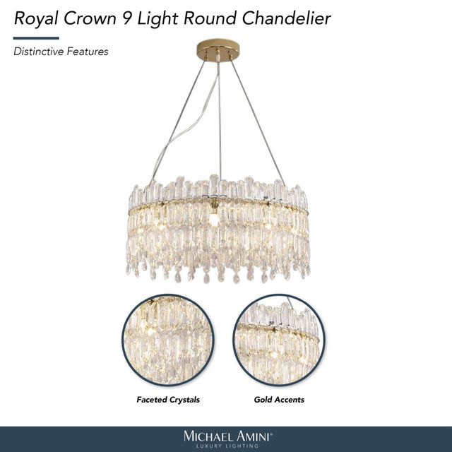Michael Amini® Royal Crown Clear 9-Light Round Chandelier-3