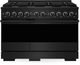 ZLINE Marino 48" Black Stainless Steel Pro Style Gas Range with Cooktop and Convection Gas Oven-0