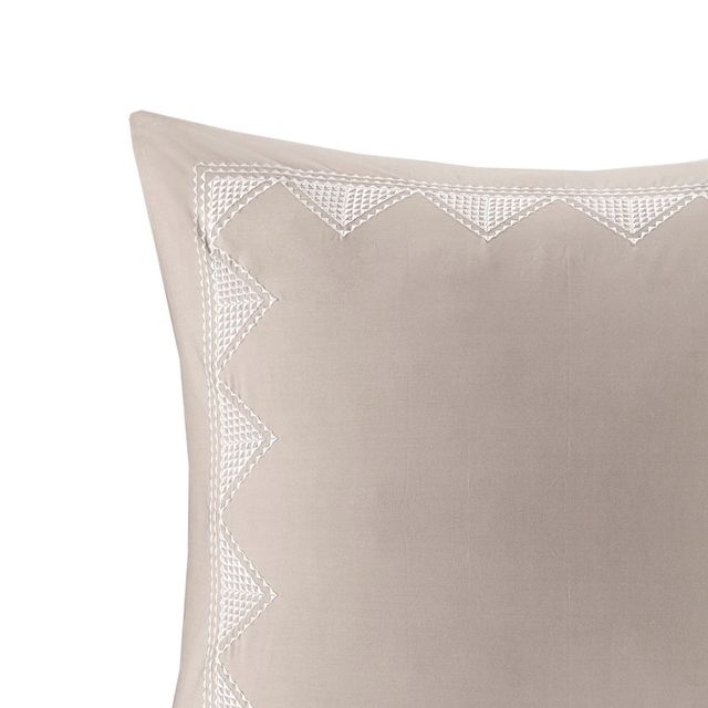 Olliix by INK+IVY Isla Taupe Cotton Embroidered Euro Sham-2