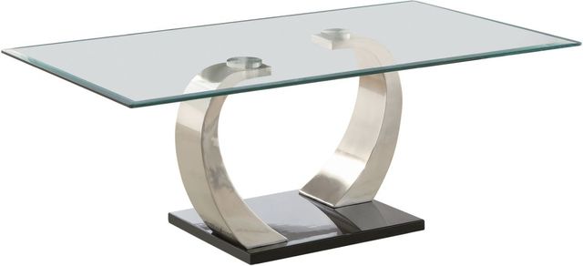 Coaster® Pruitt Glass Top Rectangular Coffee Table with Satin Base