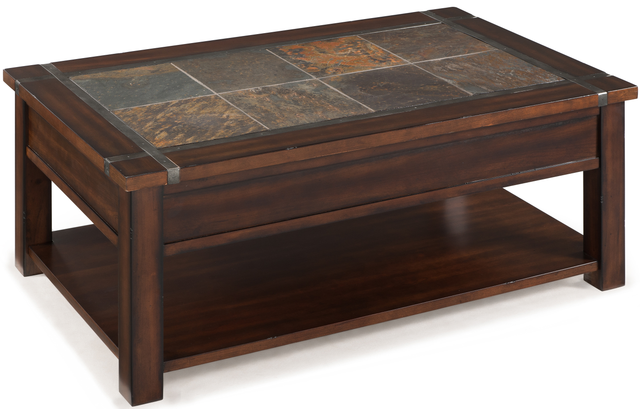 Magnussen Home® Roanoke Cherry Lift Top Cocktail Table with Slate Insert Top -2