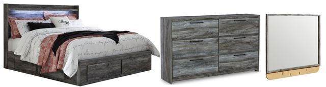 Signature Design by Ashley® Baystorm 3-Piece Gray King Panel Storage Bed Set-0