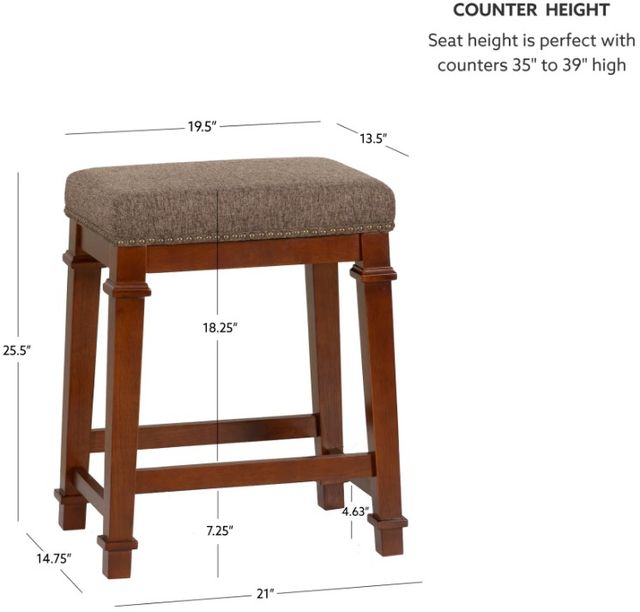 Linon Kennedy Brown/Tweed Counter Stool-2