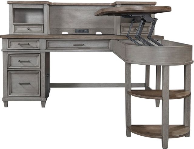 aspenhome® Caraway Aged Slate Pedestal Desk and Return-2