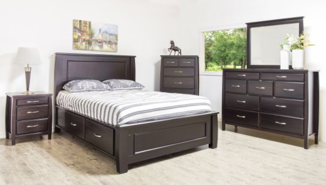 Mako Wood Furniture Tofino Black King Storage Panel Bed-1