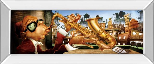 Classy Art Saxo City in Blue by Adam Perez Mirror Framed Wall Art-0