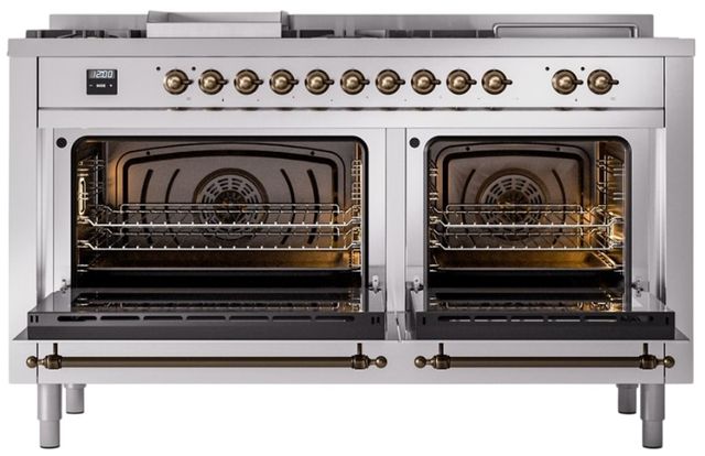 Ilve® Nostalgie II Series 60" Stainless Steel Pro Style Dual Fuel Range-2